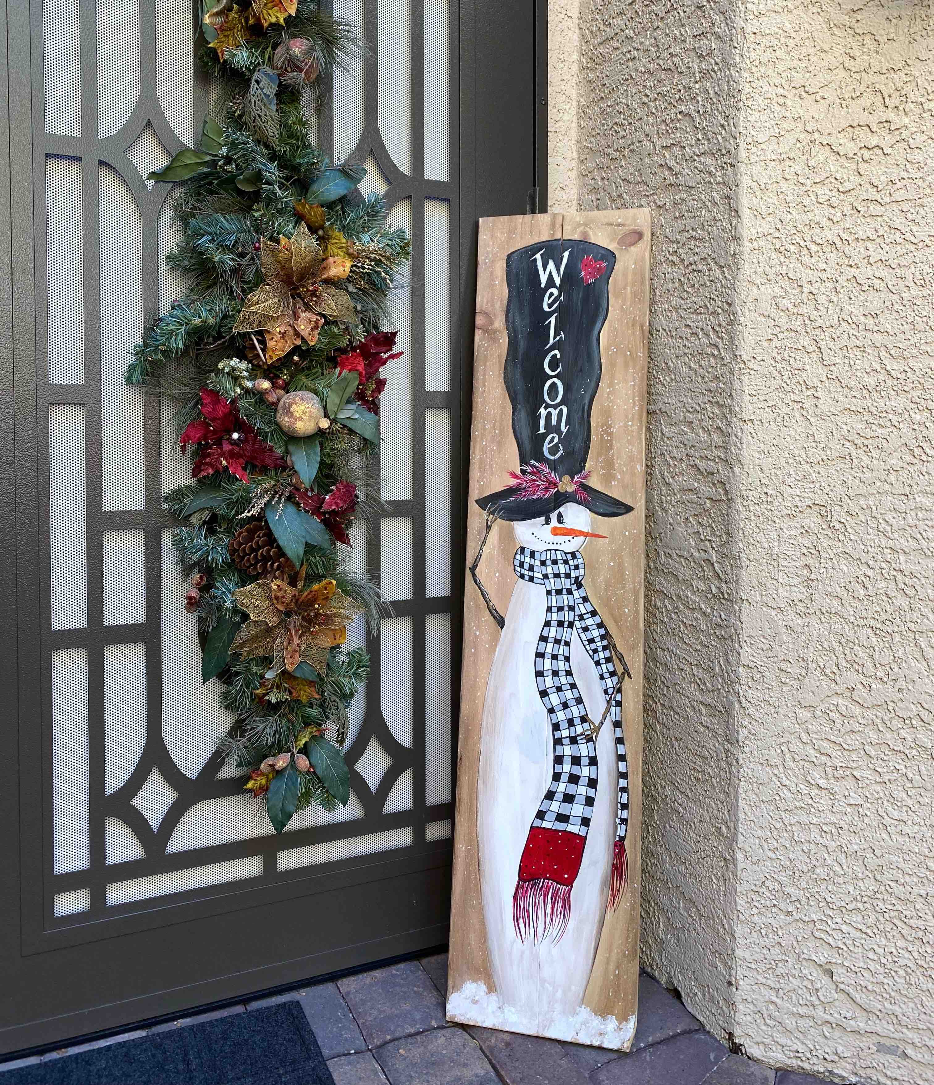 Winter Welcome Snowman Sign, Snowman Sign, Vertical Front Door