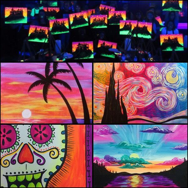 Join Us To Paint Under The Glow Of The Black Lights!!! - Pinot's Palette