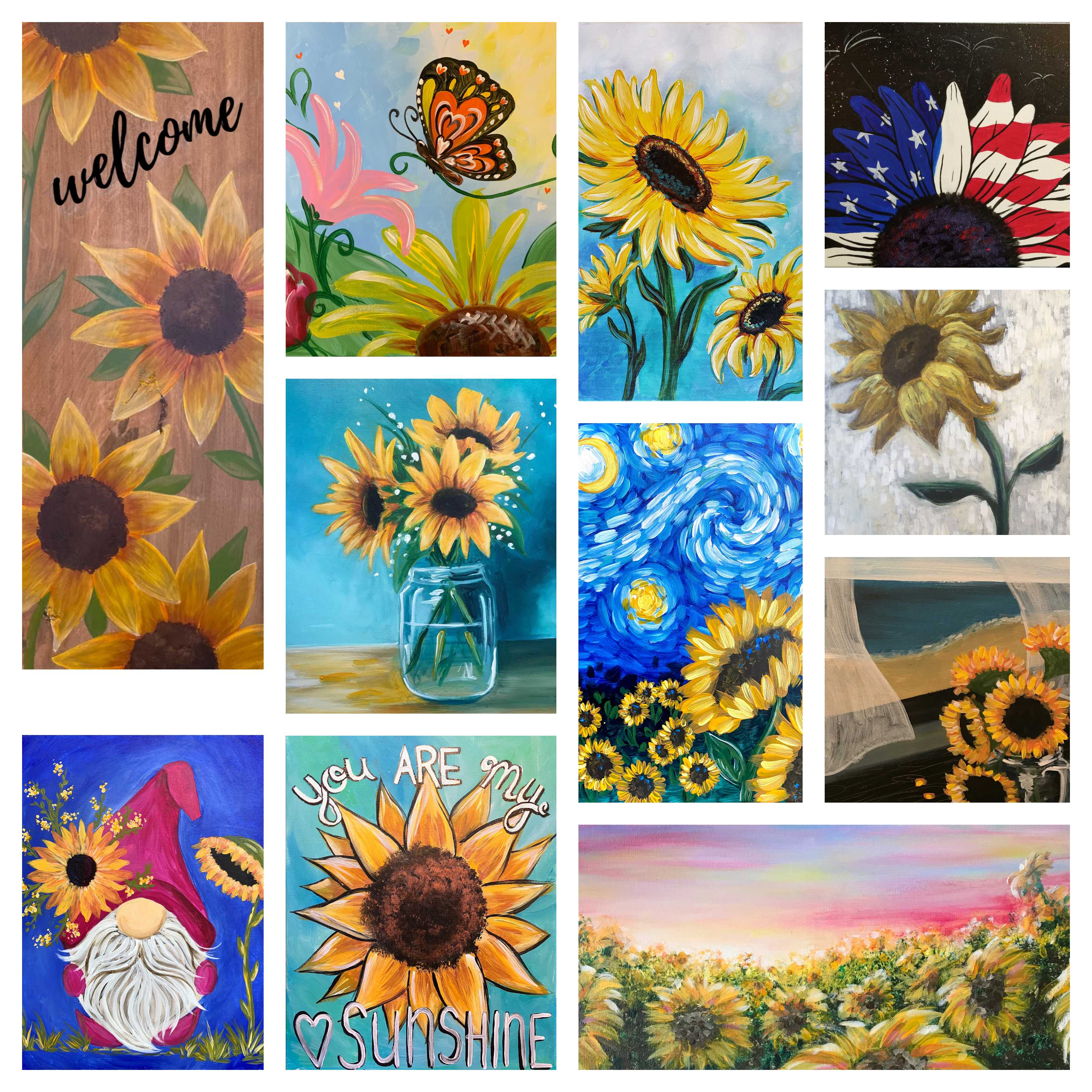 Sunflower Flower Painting on Canvas Kids Wall Art Kids Room Decor