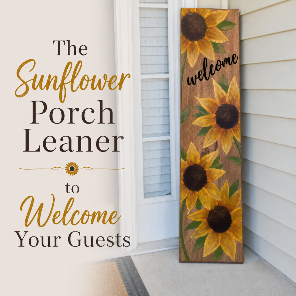 Sunny Sunflower - Wood Porch Leaner