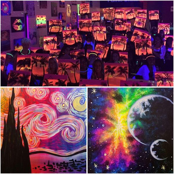 Some Black Light Classes Are Returning To The Studio This Month! Come In  And Get Your Glow On! - Pinot's Palette