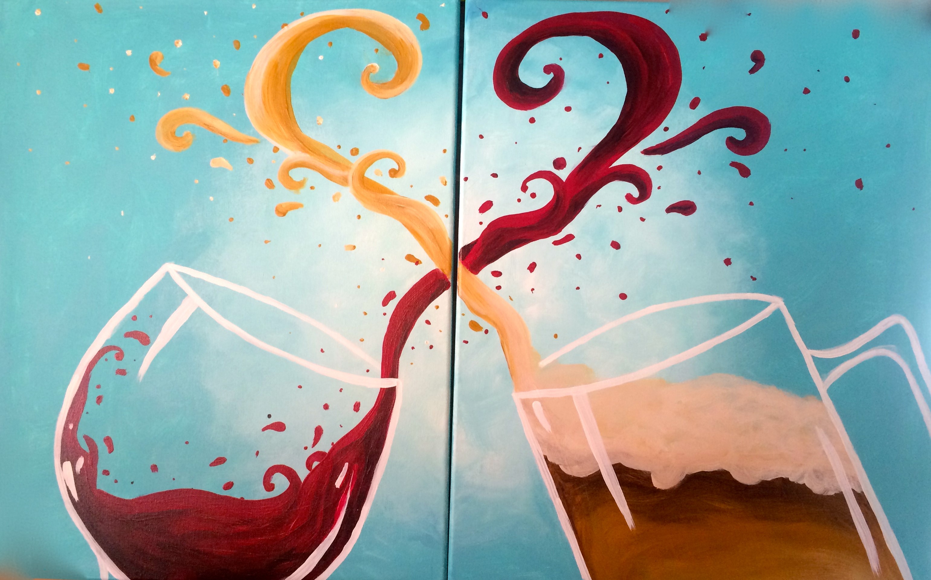 Couples Painting Date Night At Home: Paint & Sip Couple's Edition