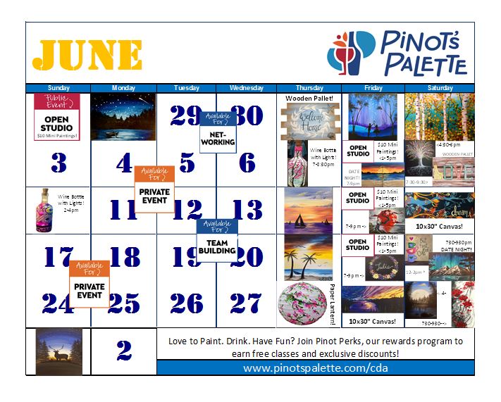 wine and palette calendar