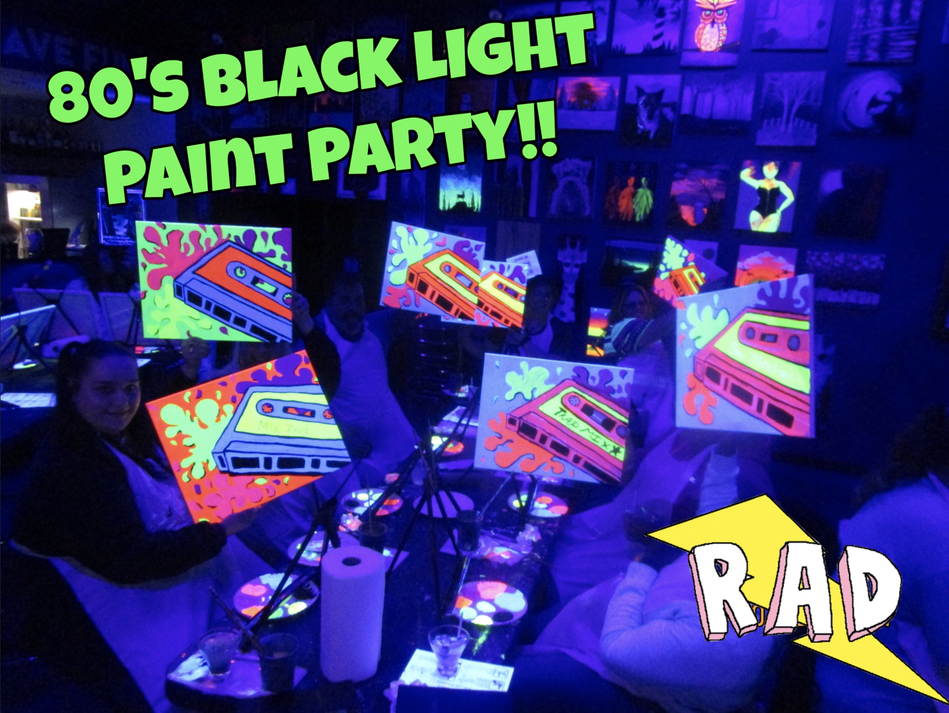 80's Black Light Paint Party - Pinot's Palette
