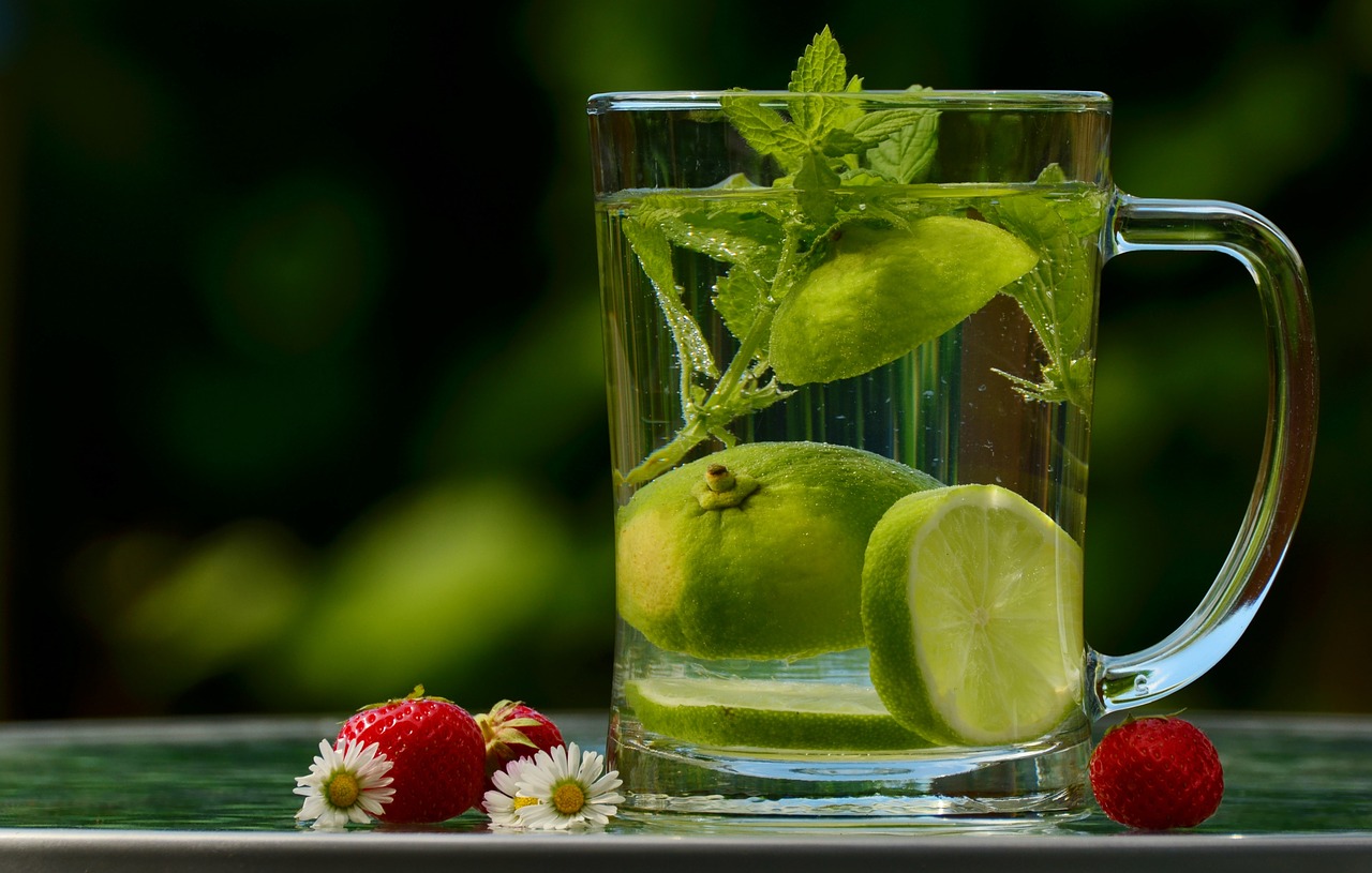 martini with citrus and herbs