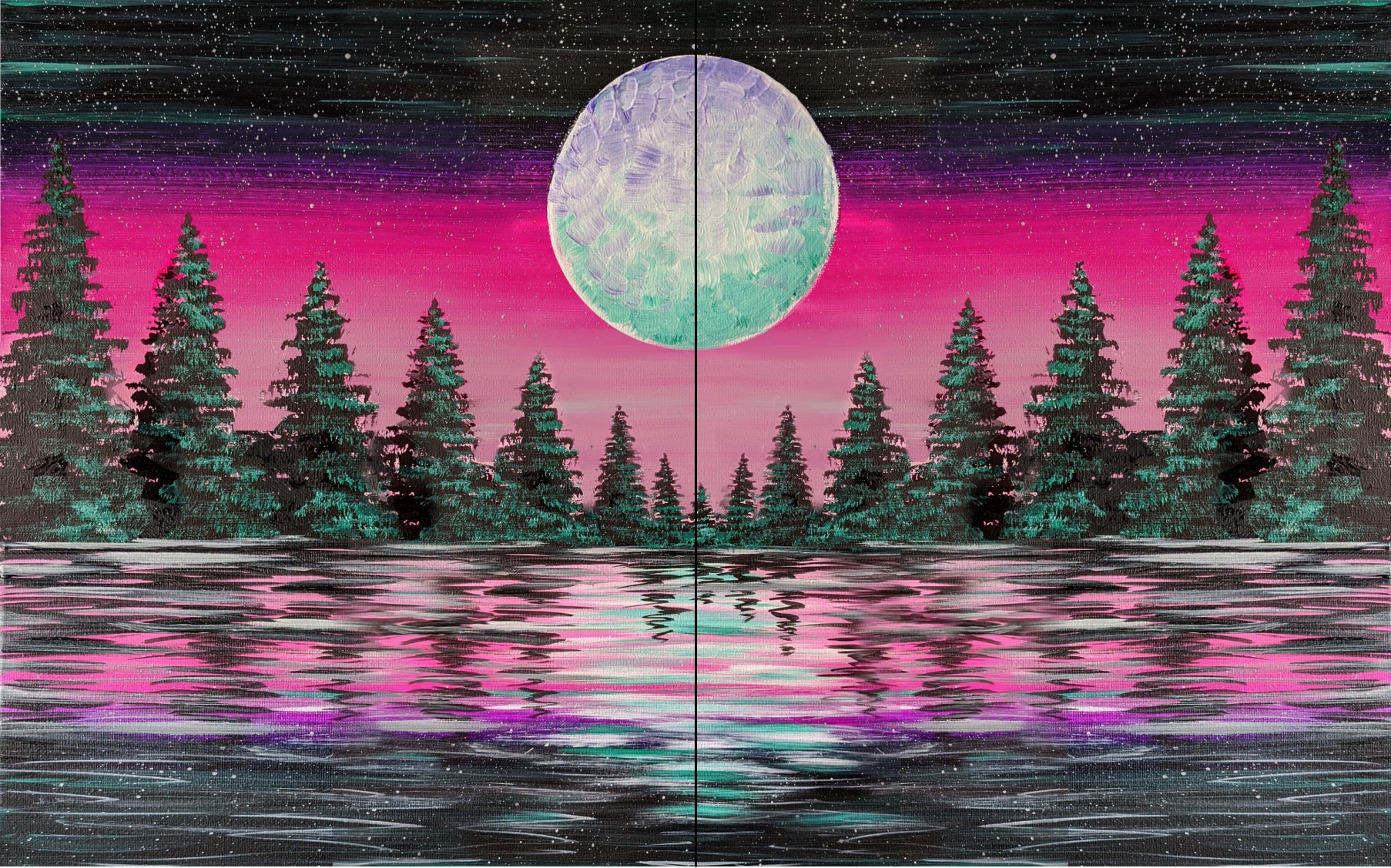 Vibrant Moon Forest