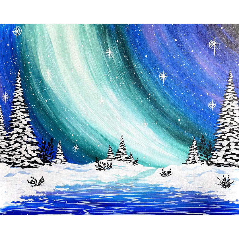 IN STUDIO CLASS ❤🎨😍 Doors Open at 6:40! Reserve today, Space Limited. One Canvas Per Painter