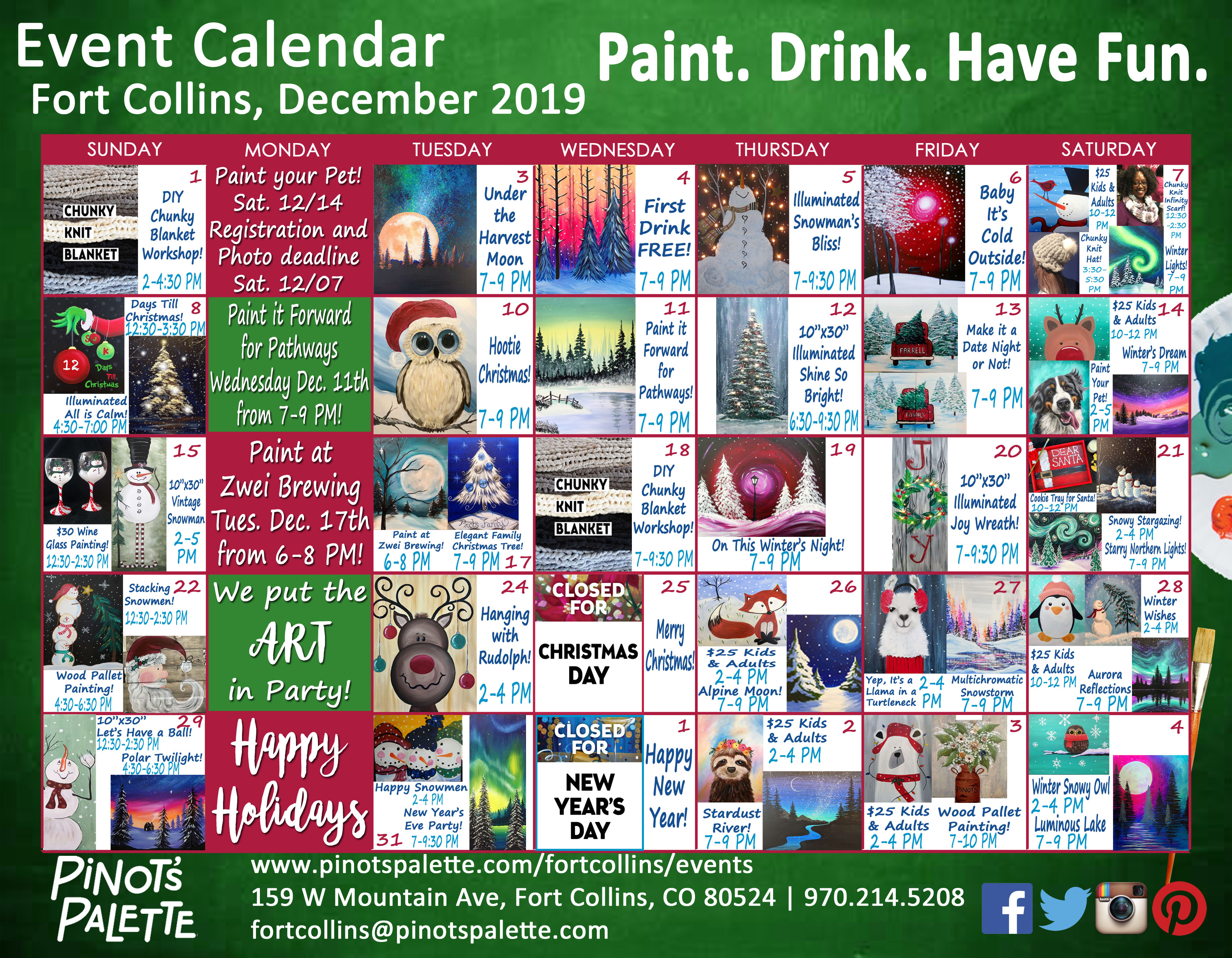 wine and palette calendar