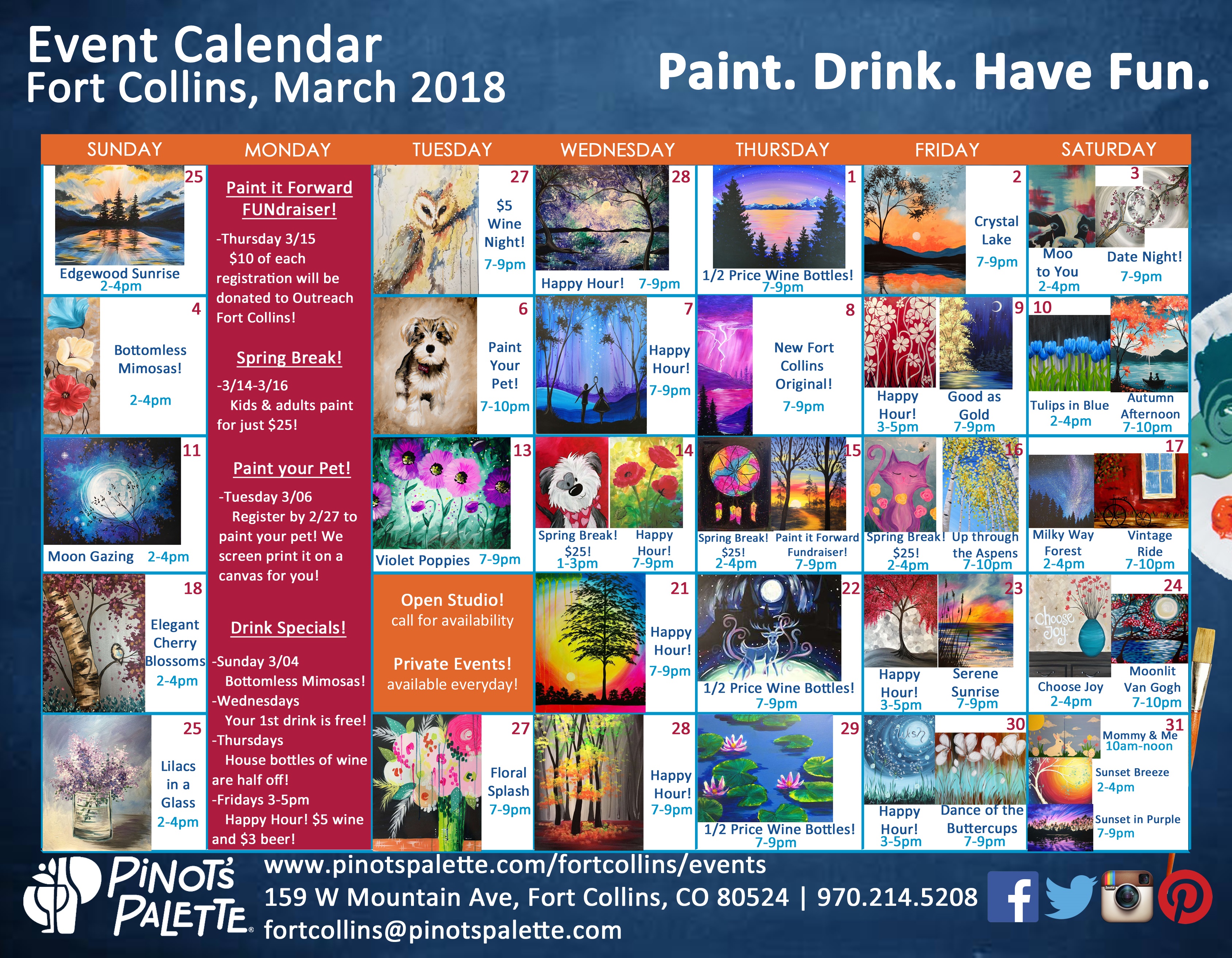 wine and palette calendar