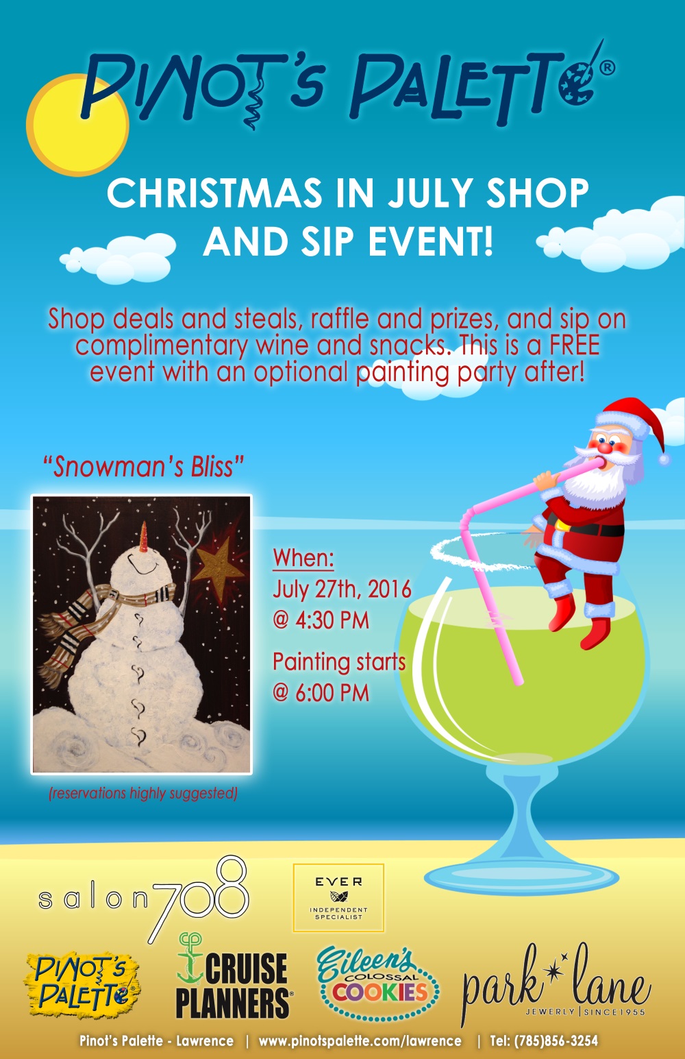 christmas in july shop and sip pinot s palette christmas in july shop and sip pinot s palette
