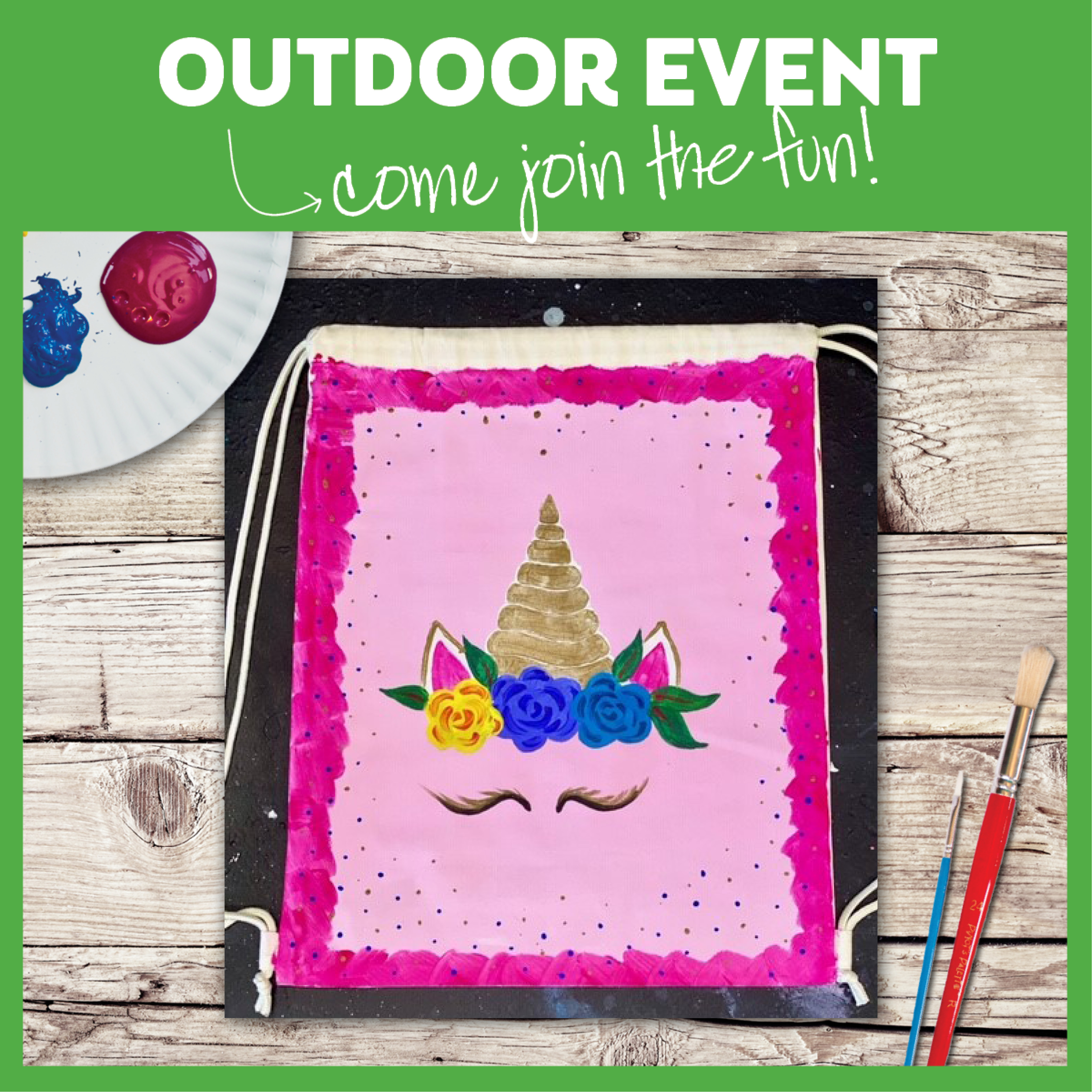 Paint on the Patio! Canvas or Drawstring Bag!