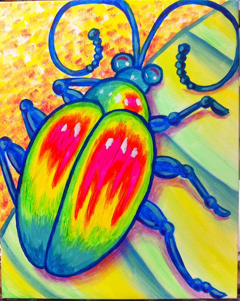 Рисование насекомых красками