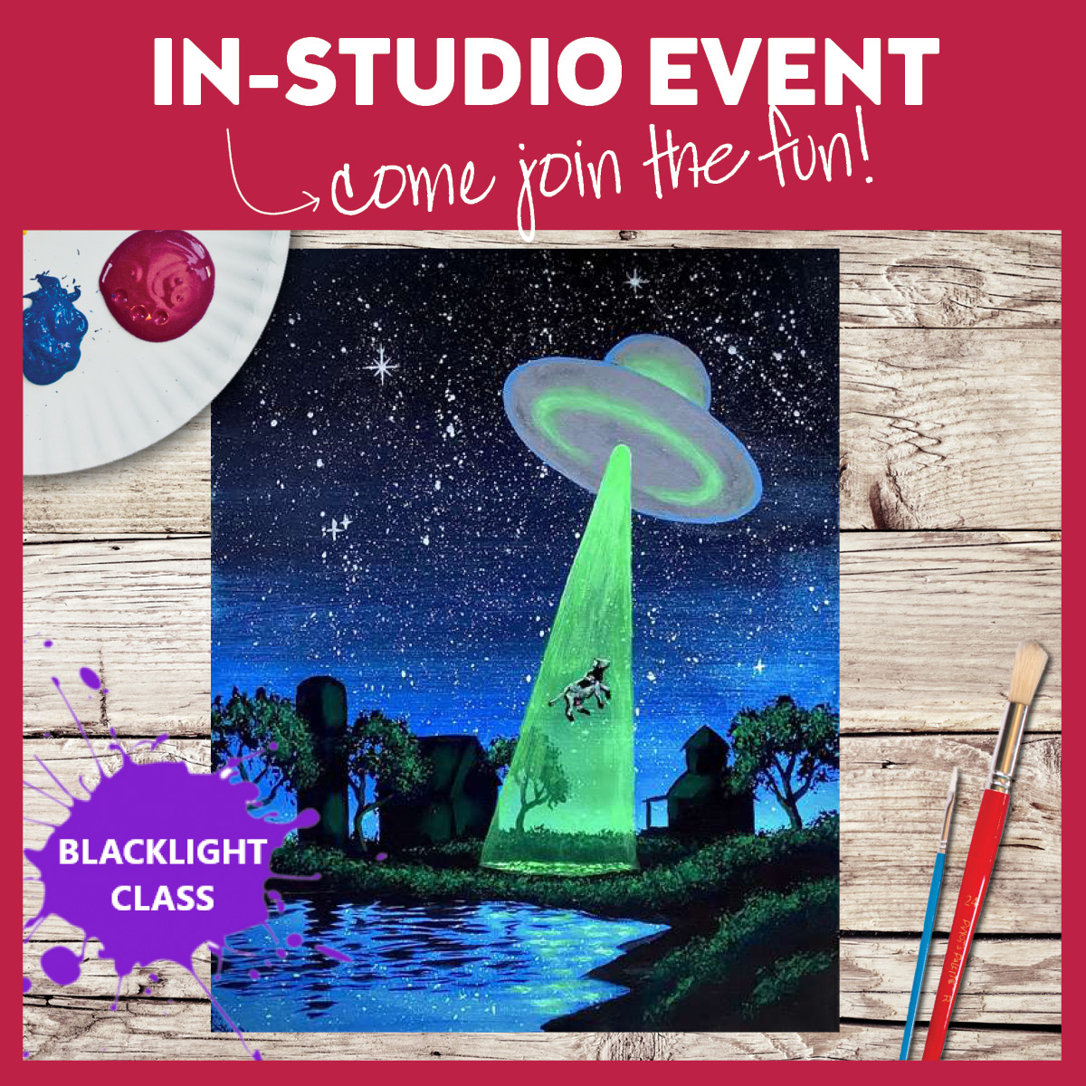 Join Us To Paint Under The Glow Of The Black Lights!!! - Pinot's Palette