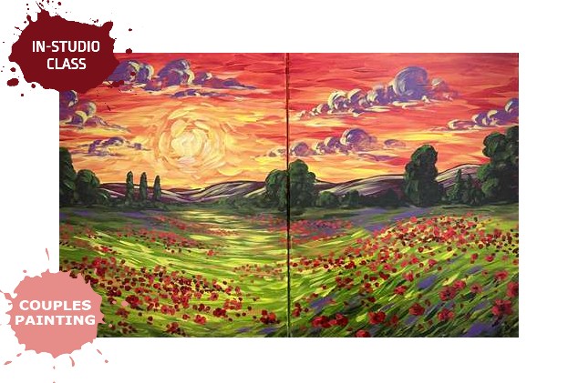 Van Gogh Sunset Poppy Field 