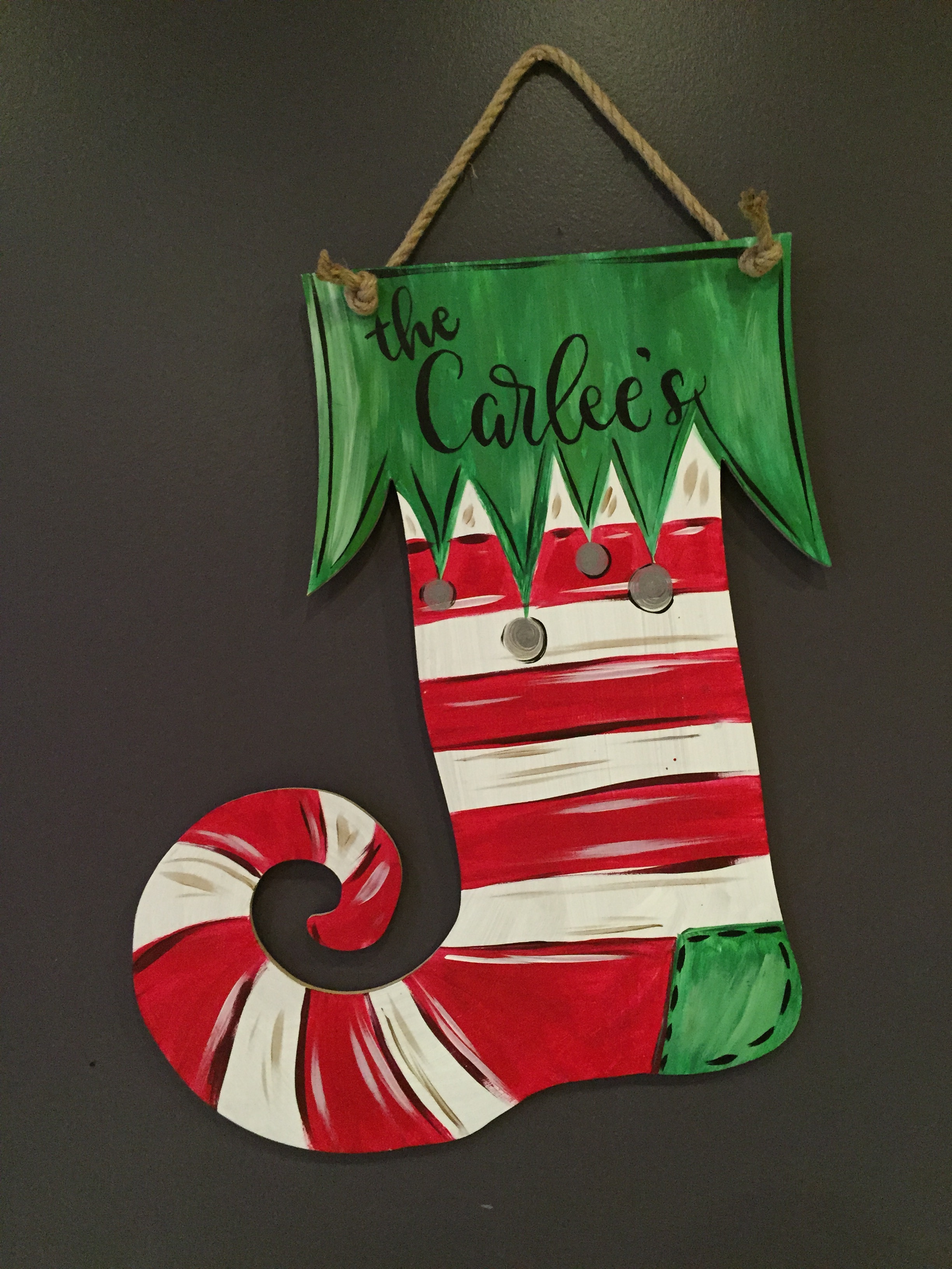 Wooden Door Hanger - Stocking