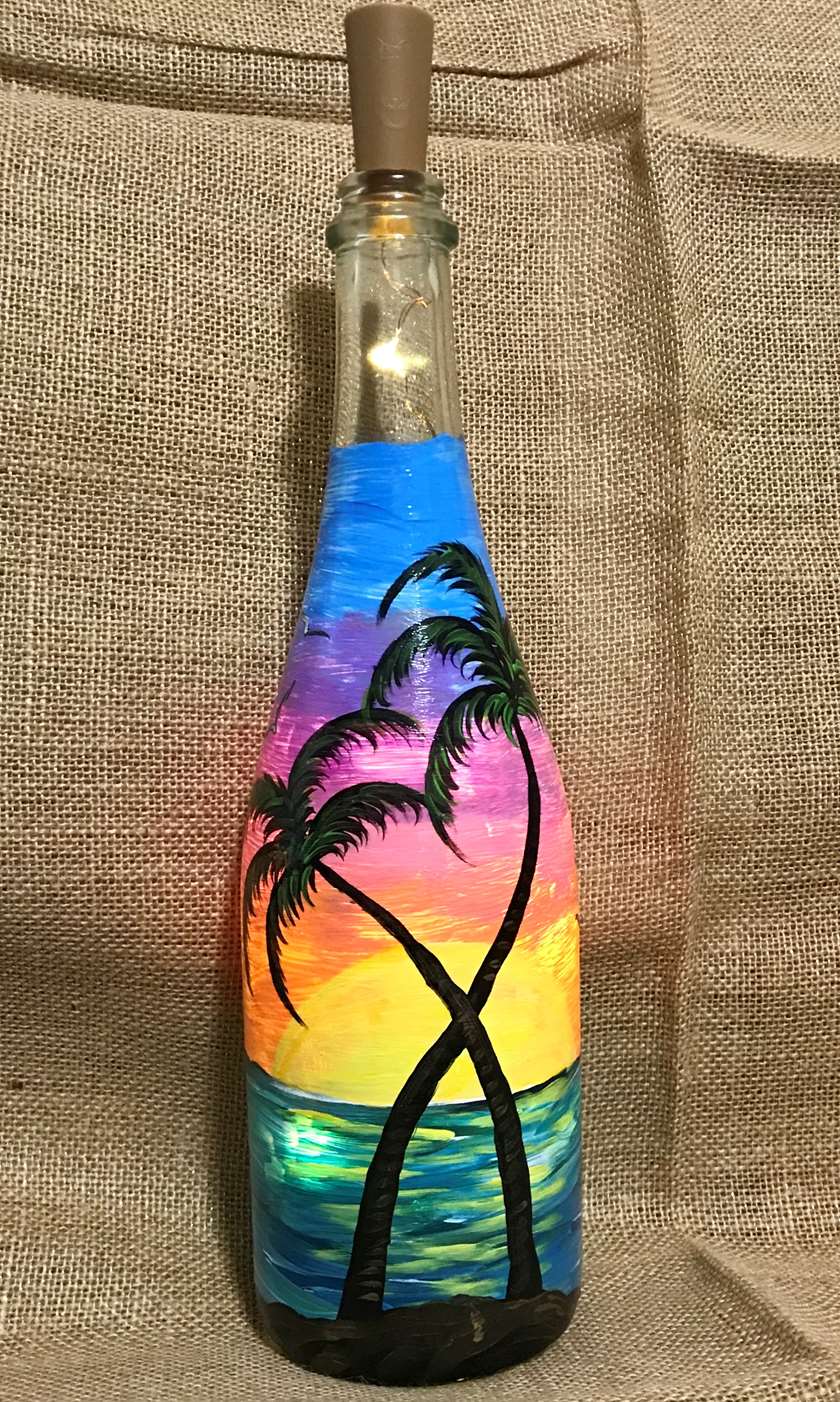 Wine Bottle Crafts in Naperville, Paint and Sip