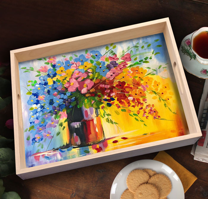 Paint on a Wooden Tea Tray OR Tote Bag!  Please specify option under seating reservation AFTER checkout to guarantee availability.