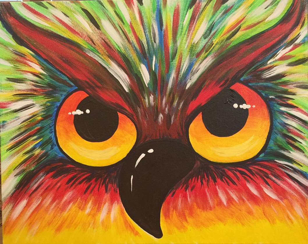 In Studio Summer Camp for all ages. "Colorful Owl"
