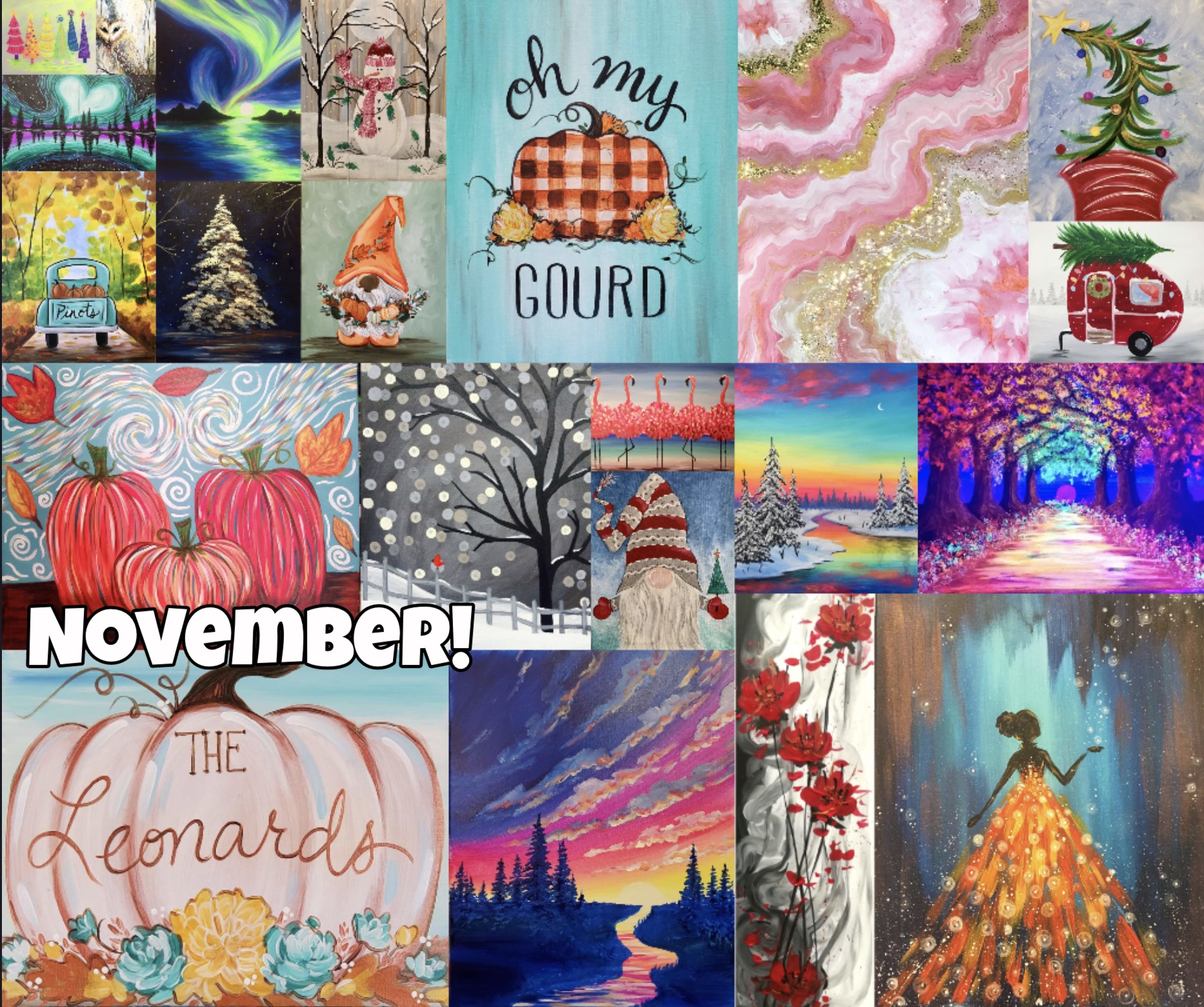 Check out our November paintings - Pinot's Palette