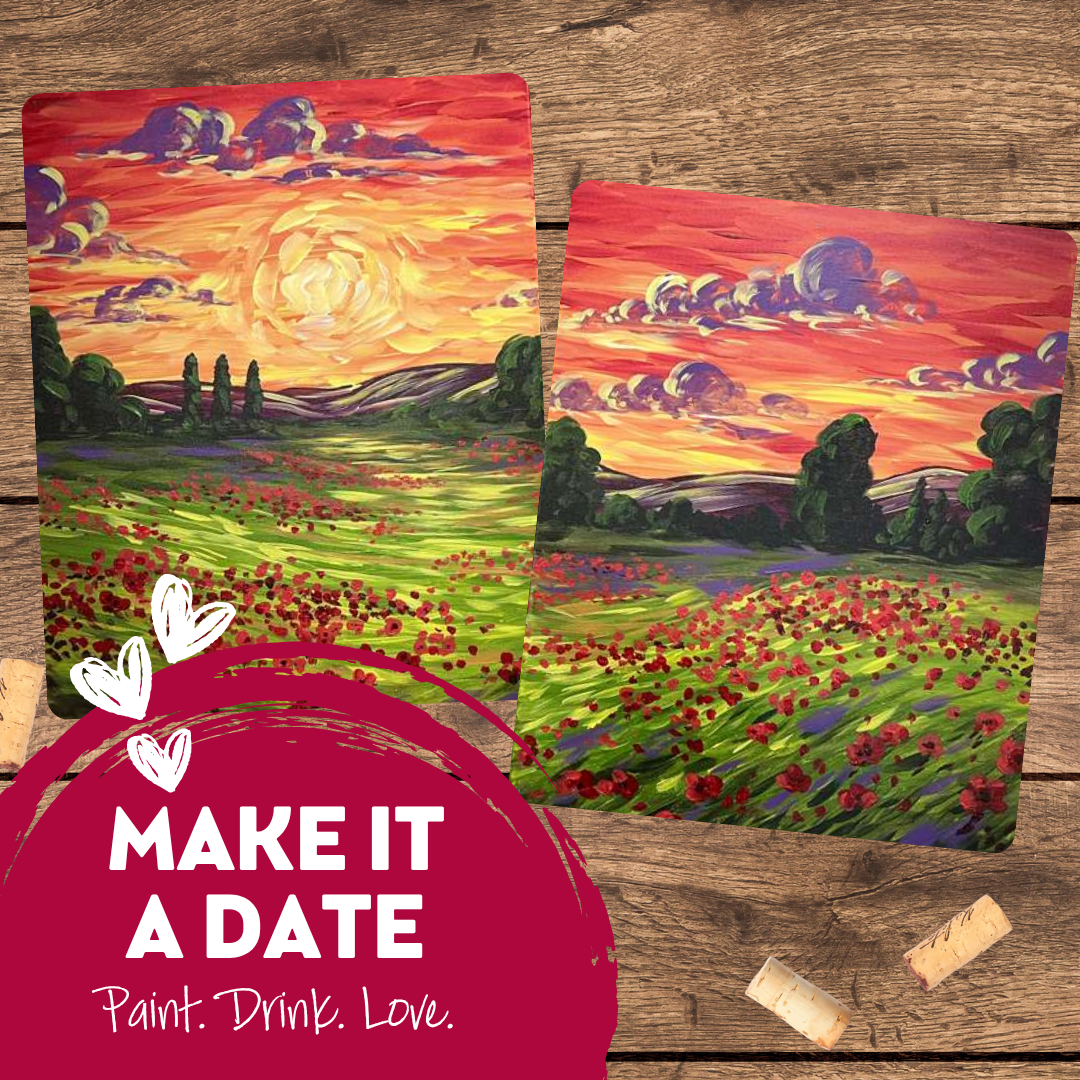 Van Gogh Sunset Poppy Field 