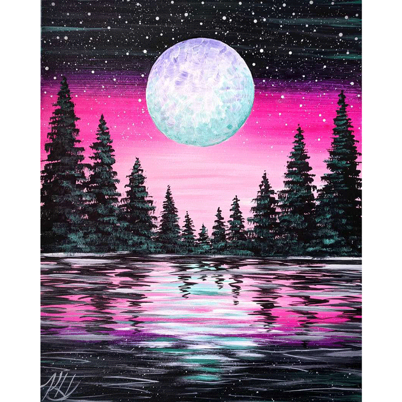 Vibrant Moon Forest
