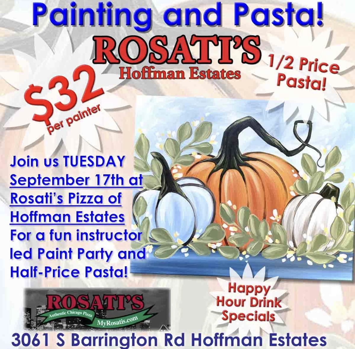 1/2 PRICE PASTA & PAINTING AT ROSATIS