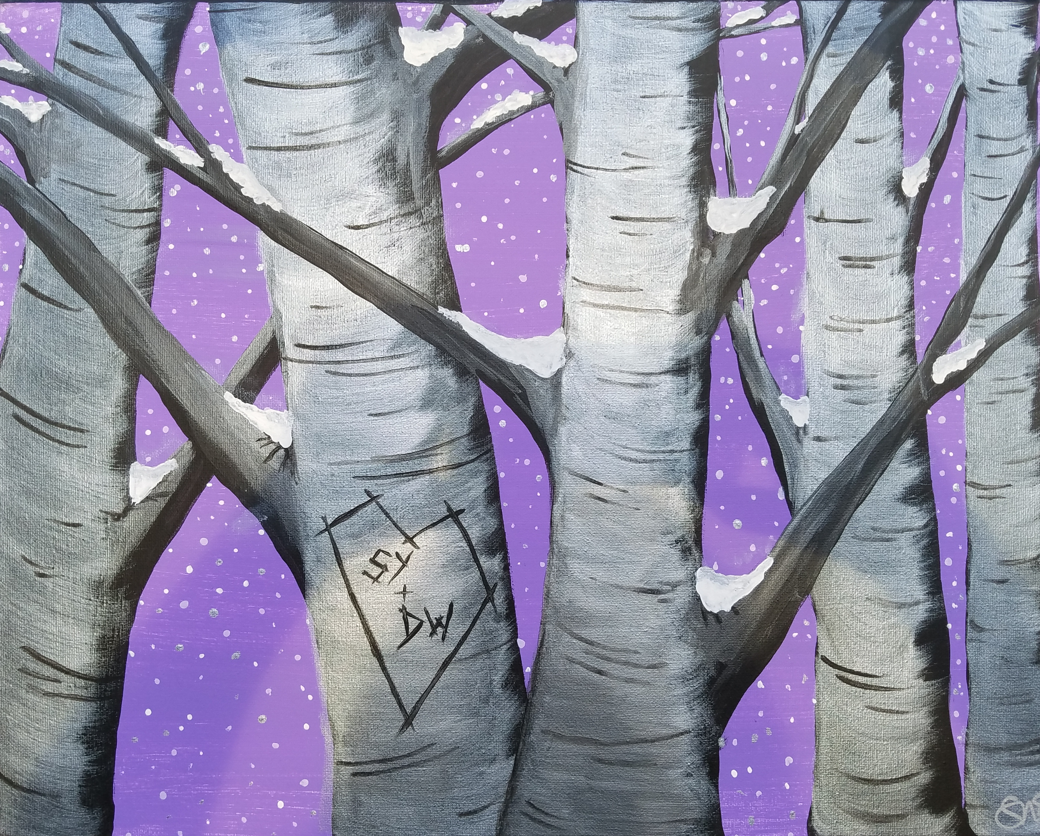 Violet Winter Birches