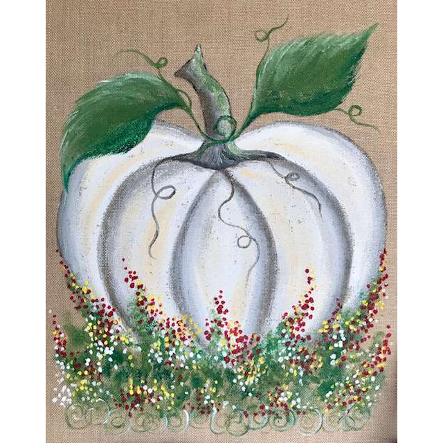 Pumpkin Flower Patch - Burlap Canvas