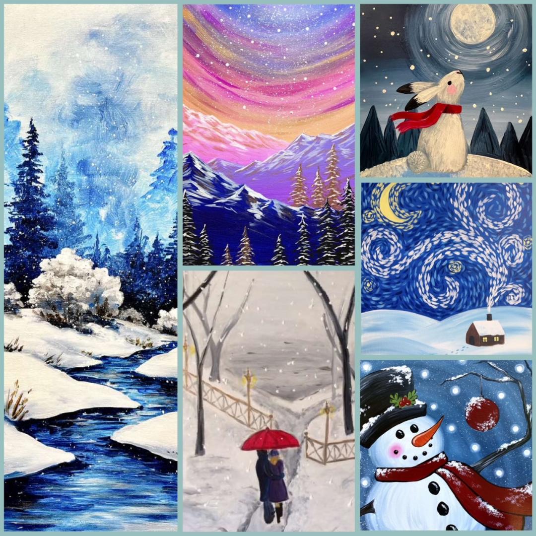 From Snowy Scapes to Frosty Friends: Pinot's Palette's Winter Collection