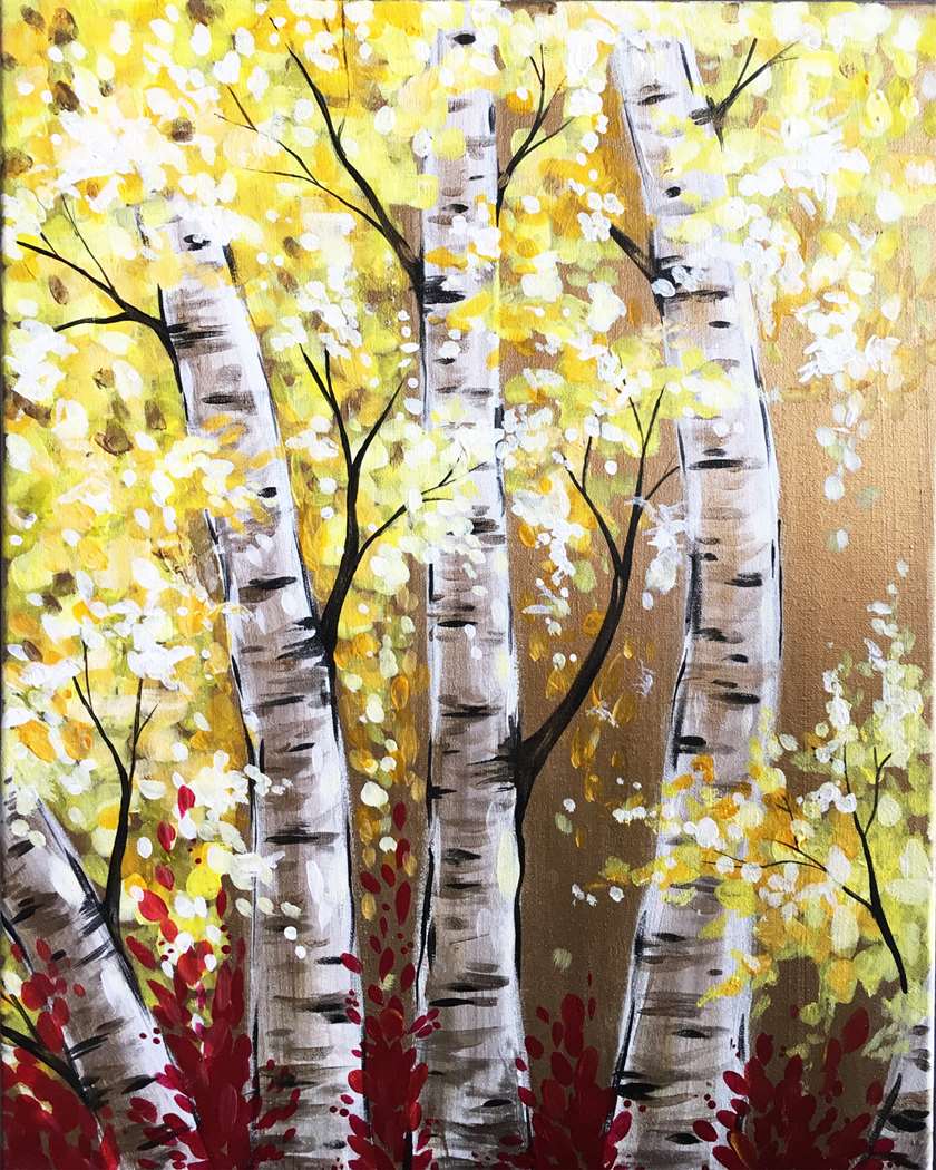 Painting Birch Trees with Pinot Palette at the Geneva Public Library