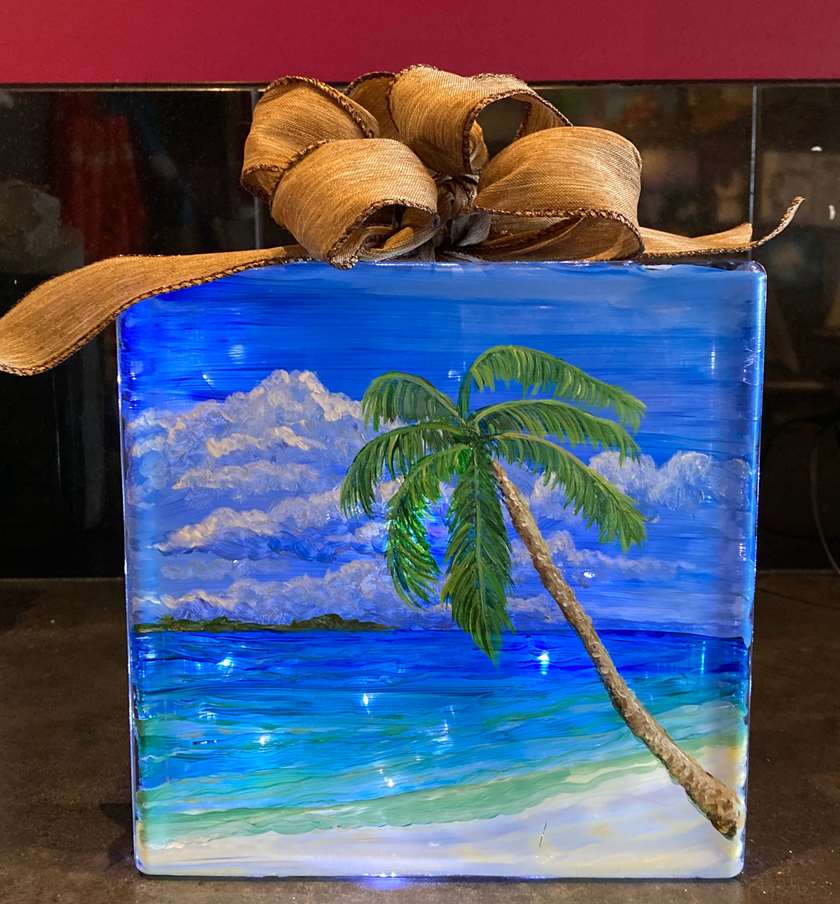 Tropical View Glass Block