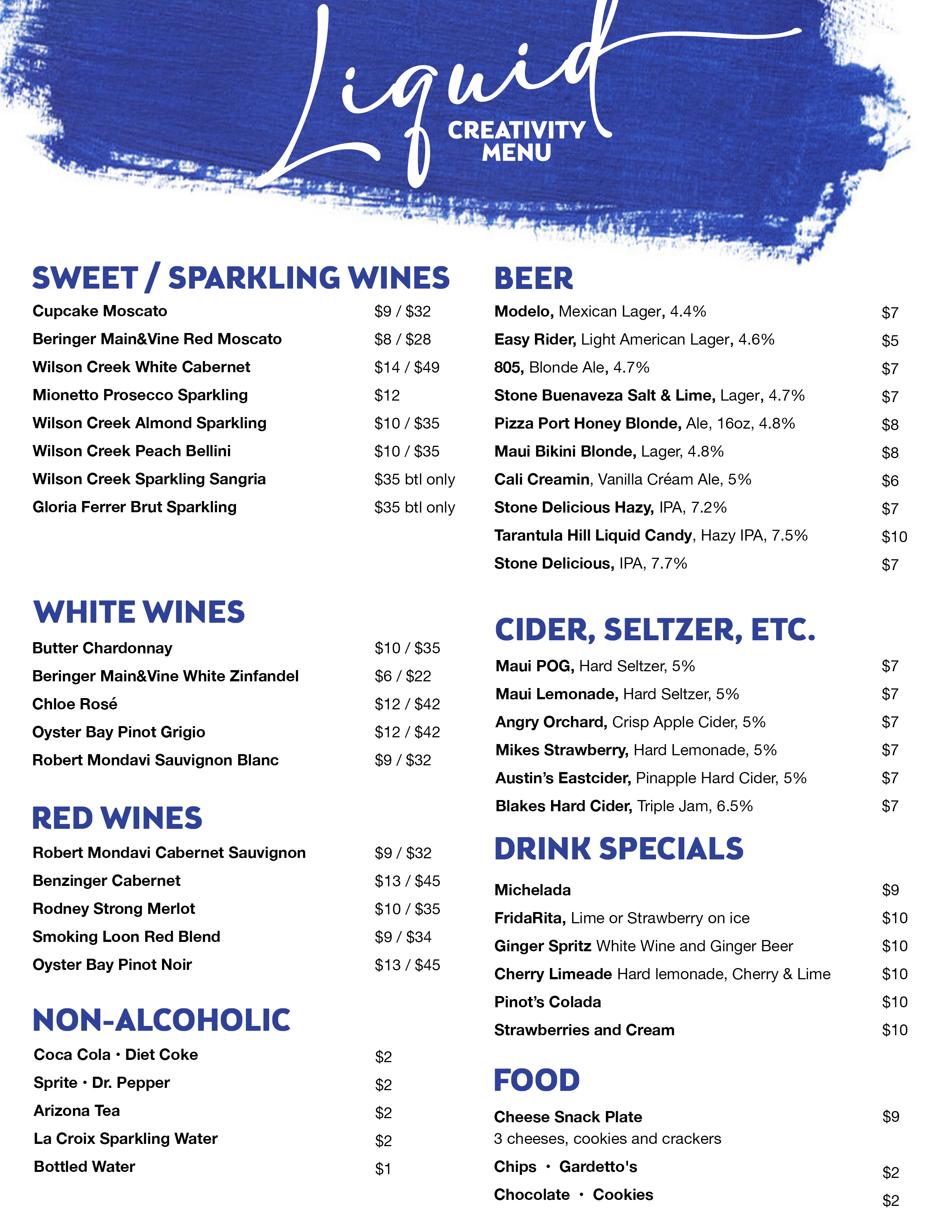 Bar Menu