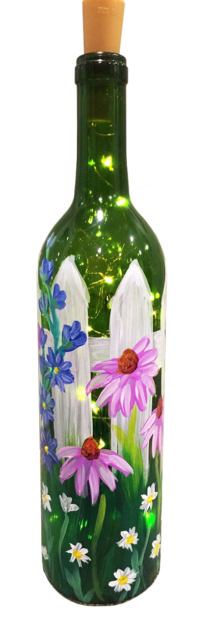 Floral Painted Wine Bottle Lamps – Wine and Palette