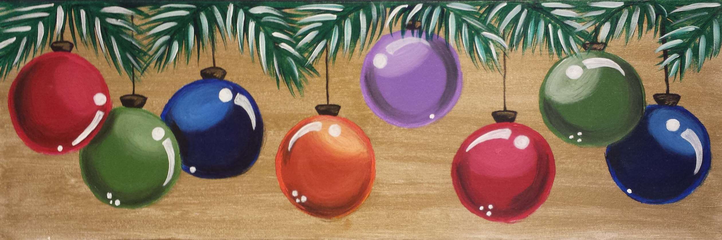 Holiday Ornaments in a Row