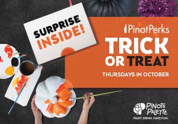 Halloween, costume party, paint and sip, trick or treat, perk members