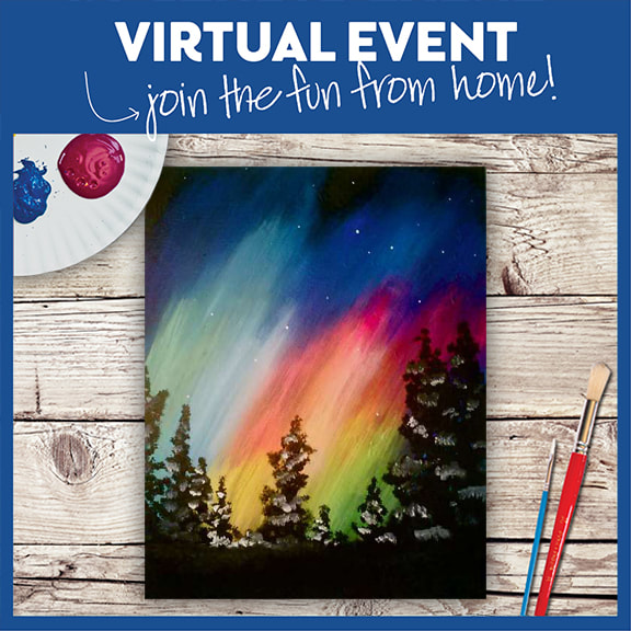 LIVE VIRTUAL CLASS + 7 DAYS ON-DEMAND: AURORA NIGHT - INCLUDES PAINT FROM HOME ART KIT
