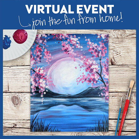 LIVE VIRTUAL CLASS + 7 DAYS ON-DEMAND: BLOSSOM MOON RIVER - INCLUDES PAINT FROM HOME ART KIT