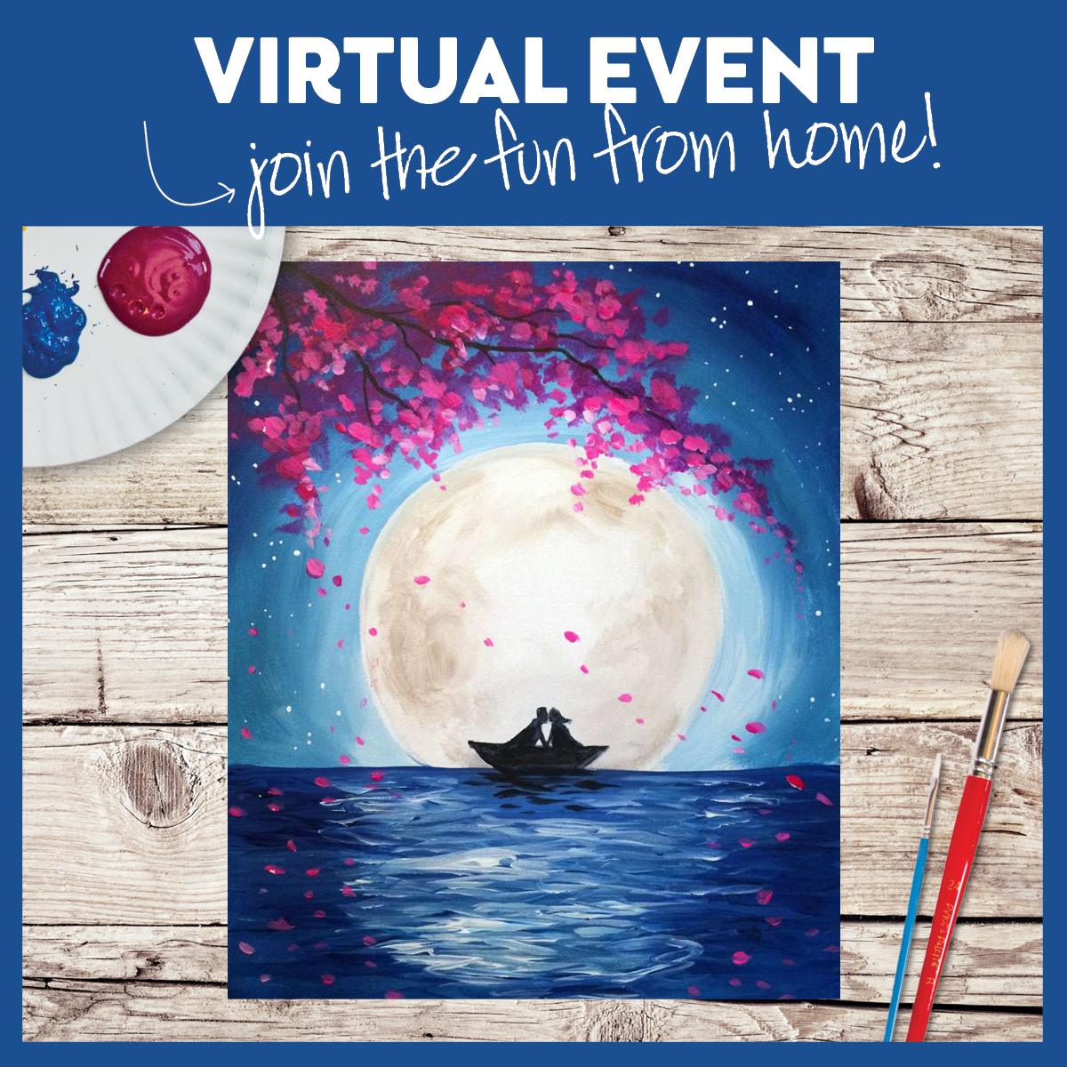 LIVE VIRTUAL CLASS + 7 DAYS ON-DEMAND: MOONLIGHT ROMANCE - INCLUDES PAINT FROM HOME ART KIT