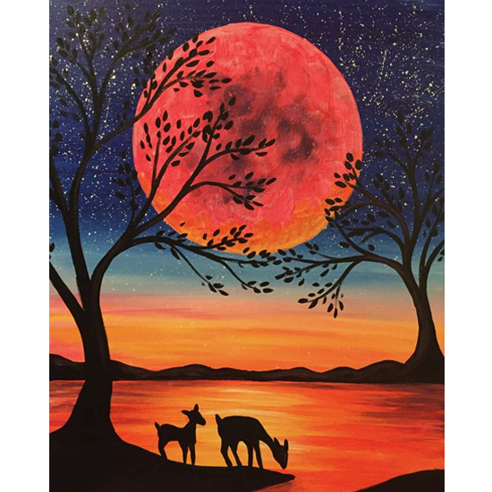 DEER IN THE MOONLIGHT - CHOOSE YOUR SURFACE AND SIZE