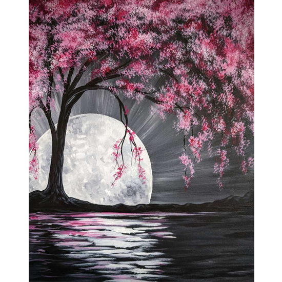 MOONLIT CHERRY BLOSSOM TREE - CHOOSE YOUR SIZE AND SURFACE